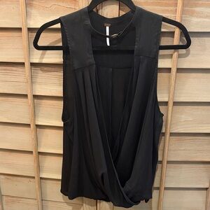 Free People Black Draped V-Neck Sleeveless Camisole